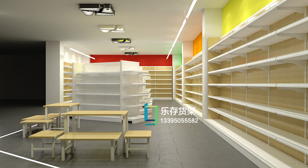 廈門便利店貨架，便利店陳列設計，便利店貨架設計，便利店貨架，便利店貨架裝修效果圖（樂存貨架）